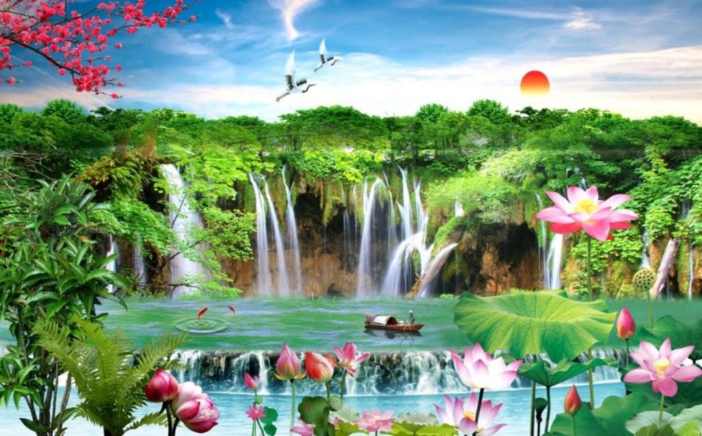 Tranh Dán Tường 3D Sơn Thủy Sttp49