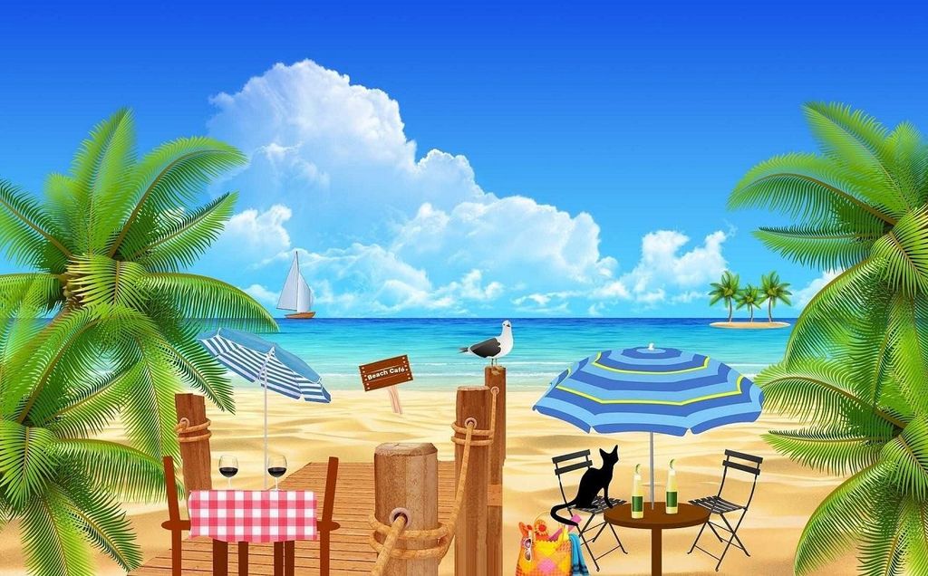 Tranh dán tường 3d cảnh biển cb1000, với gam màu xanh tươi của nước biển và bầu trời họa quyện vào nhau tạo nên khung cảnh tươi mát