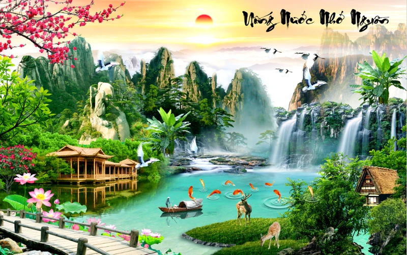 Tranh Dán Tường 3D Sơn Thủy Tiến Phát Sttp33
