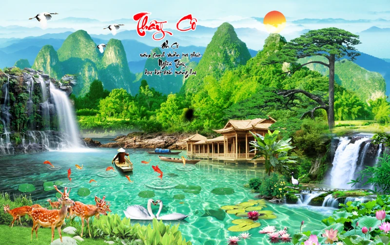Tranh Dán Tường 3D Sơn Thủy Tiến Phát Sttp37