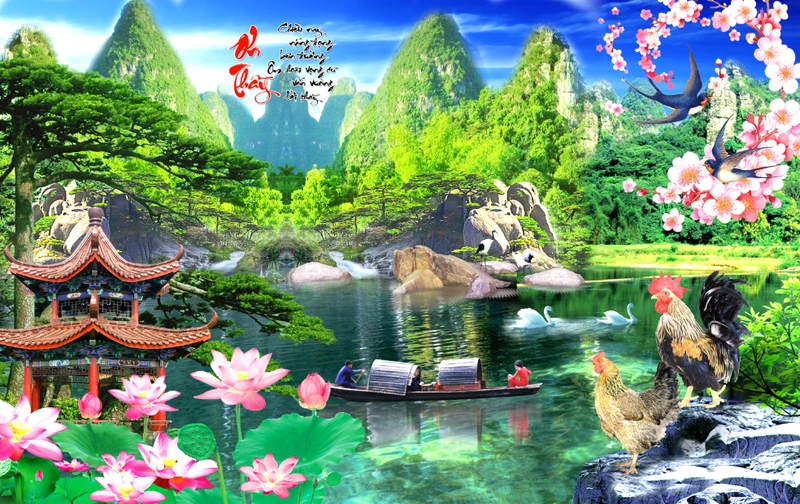 Tranh Dán Tường 3D Sơn Thủy Tiến Phát Sttp41