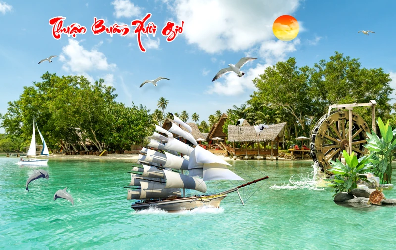 Tranh Dán Tường 3D Sơn Thủy Tiến Phát Sttp08