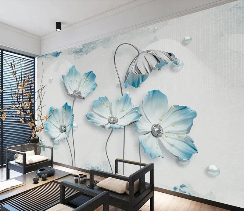 Tranh Dán Tường Hoa Giả Ngọc Màu Tím Gnmt14