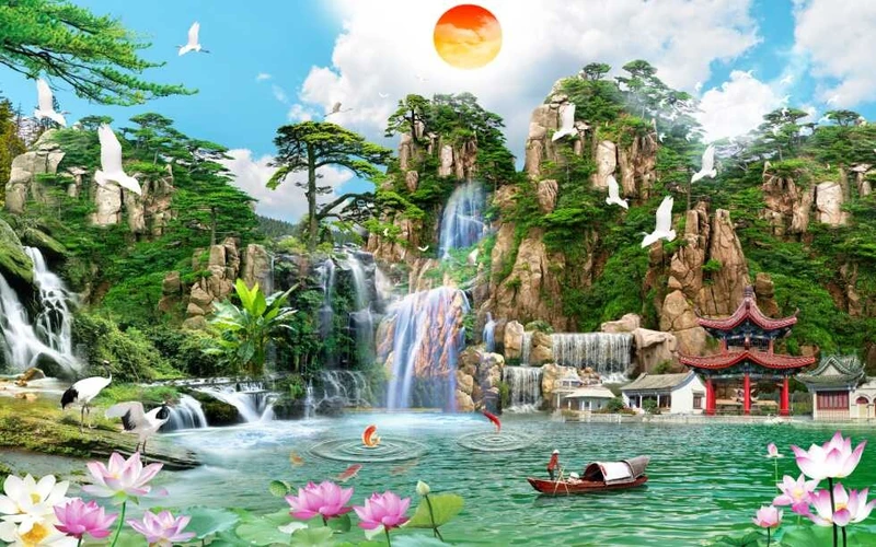Tranh Dán Tường Sơn Thủy ST27
