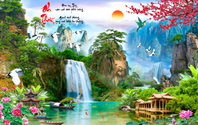 Tranh Dán Tường 3D Sơn Thủy Tiến Phát Sttp29