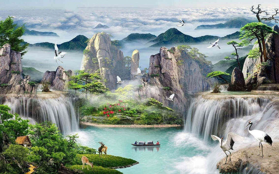 Tranh Dán Tường Sơn Thủy ST19