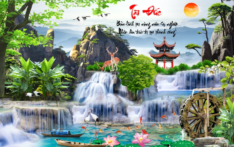 Tranh Dán Tường 3D Sơn Thủy Tiến Phát Sttp30