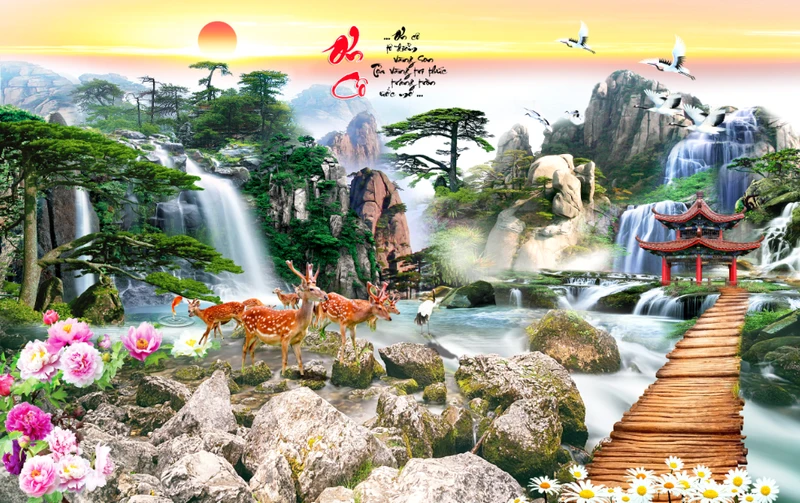 Tranh Dán Tường 3D Sơn Thủy Tiến Phát Sttp44