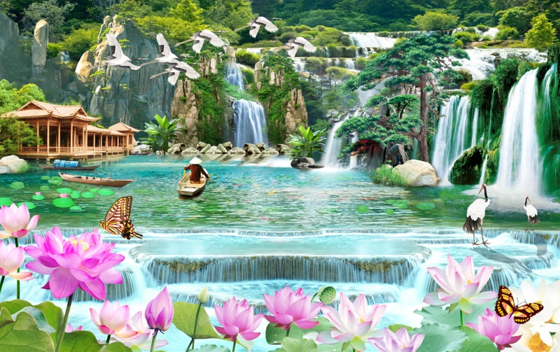 Tranh Dán Tường 3D Sơn Thủy Tiến Phát Sttp40