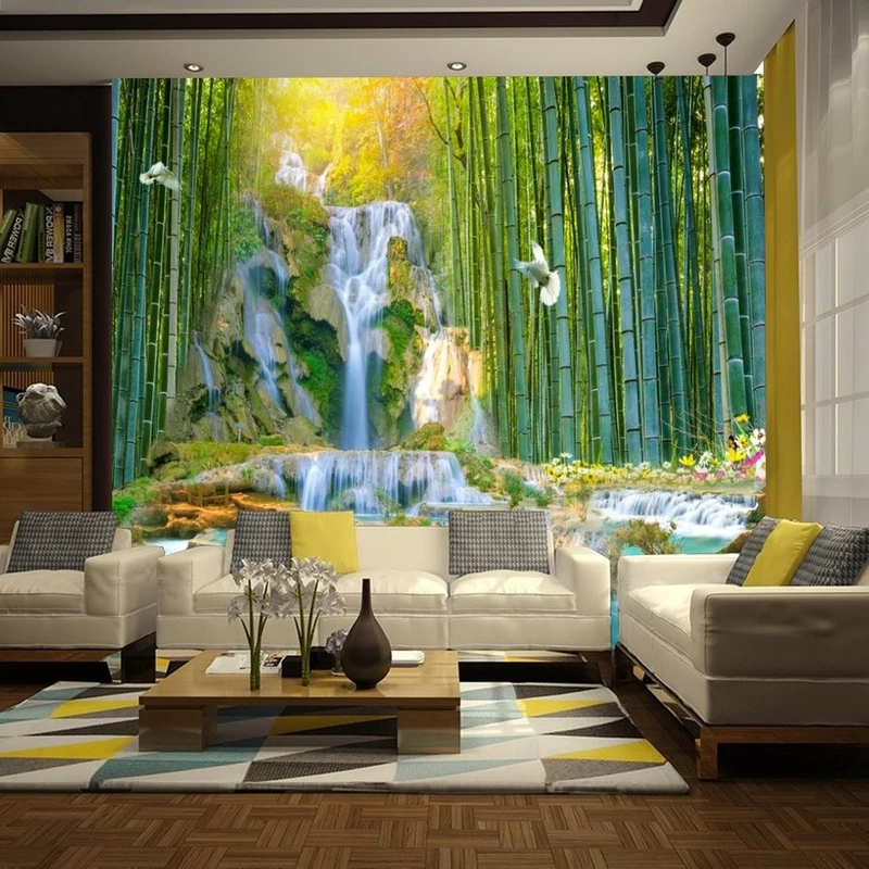Tranh Dán Tường 3D Họa Tiết Thác Nước Mùa Thu Tiến Phát Tntp05