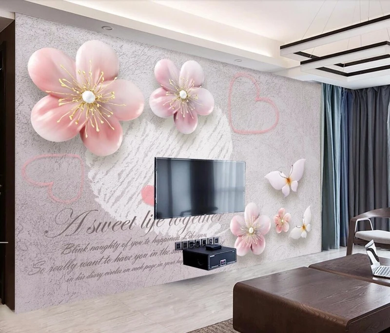 Tranh Dán Tường 3D Phòng Ngủ Hoa Giả Ngọc Nhẹ Nhàng Hnt01