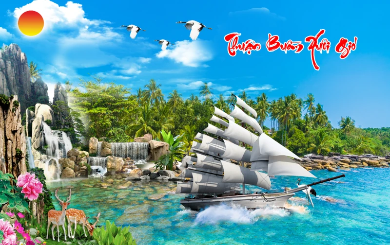Tranh Dán Tường 3D Sơn Thủy Tiến Phát Sttp19