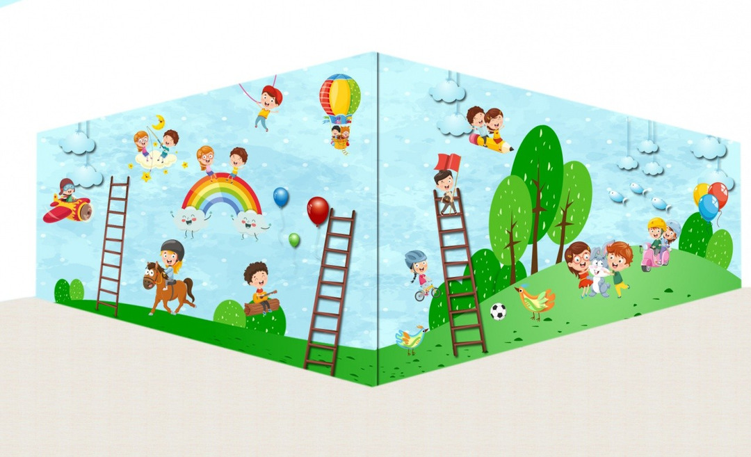 Tranh 3D Dán Tường Khu Vui Chơi Trẻ Em TTE8008