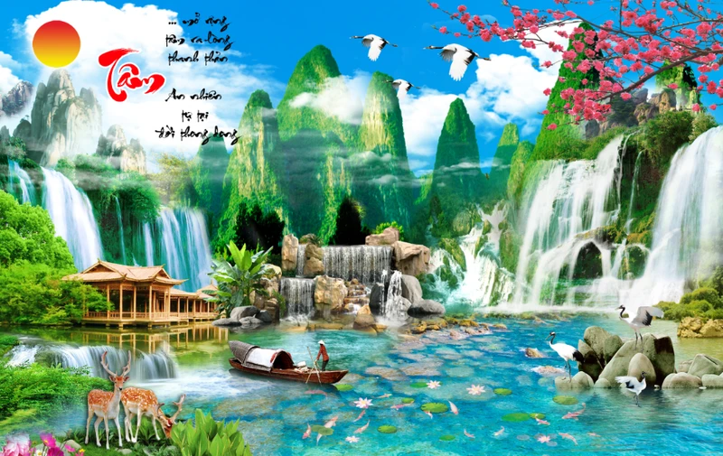 Tranh Dán Tường 3D Sơn Thủy Tiến Phát Sttp26