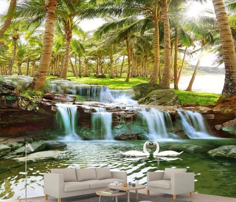Tranh Dán Tường 3D Thác Nước Đẹp Tnd01
