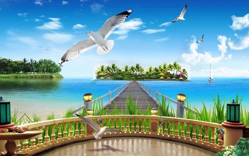 Tranh Dán Tường Cảnh Biển Đẹp Tiến Phát Cbtp134