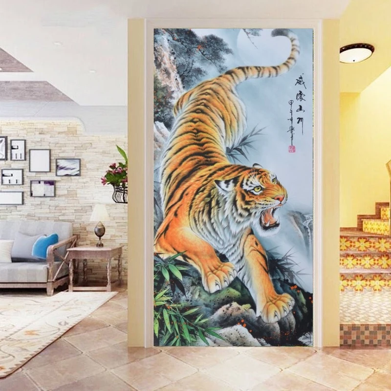 Tranh Dán Tường 3D Chú Hổ Nghệ Thuật Tiến Phát Hptd05