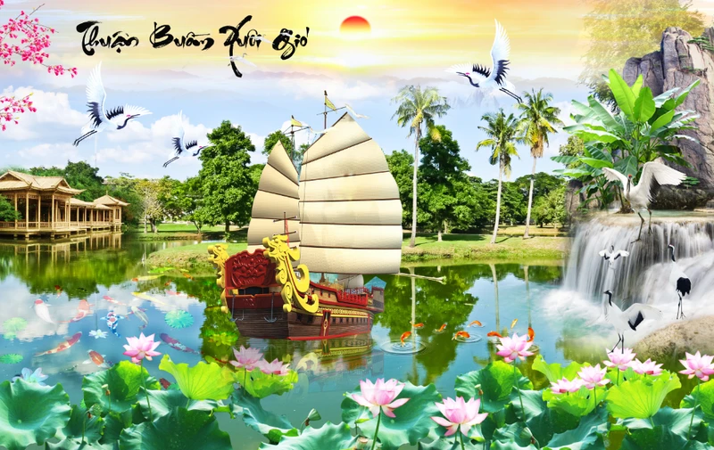 Tranh Dán Tường 3D Sơn Thủy Tiến Phát Sttp42