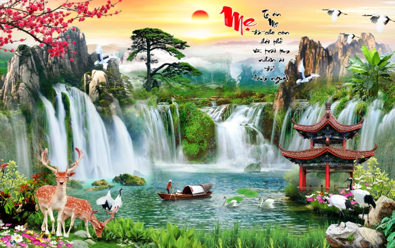 Tranh Dán Tường 3D Sơn Thủy Tiến Phát Sttp27