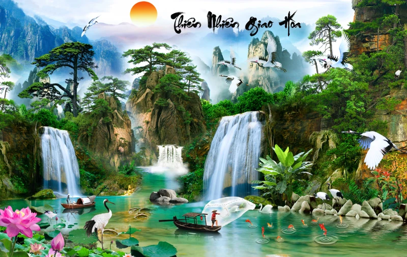 Tranh Dán Tường 3D Sơn Thủy Tiến Phát Sttp28