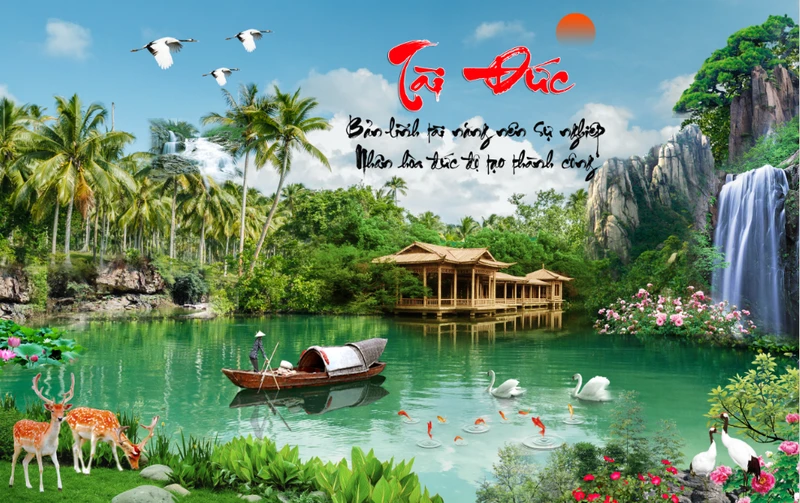 Tranh Dán Tường 3D Sơn Thủy Tiến Phát Sttp12