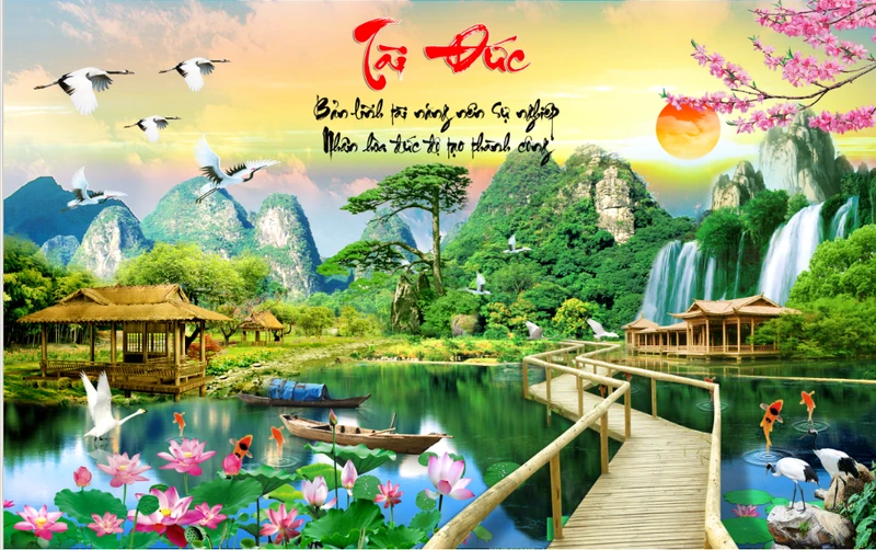 Tranh Dán Tường 3D Sơn Thủy Tiến Phát Sttp32