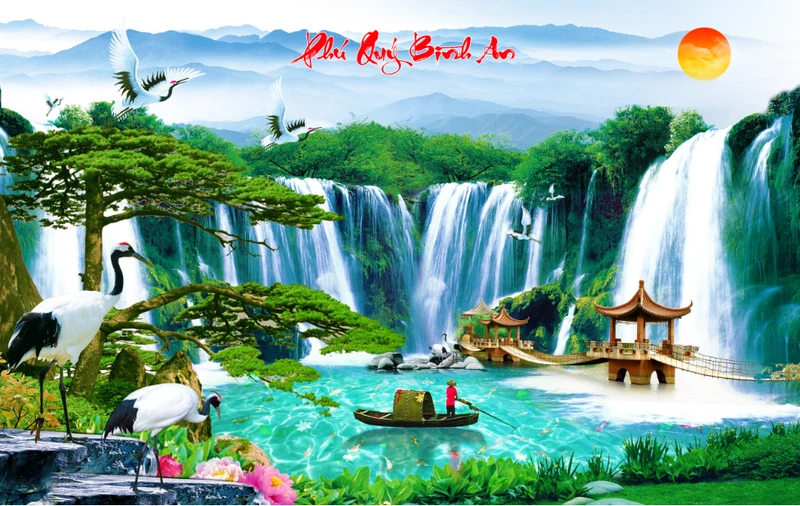 Tranh Dán Tường 3D Sơn Thủy Tiến Phát Sttp36