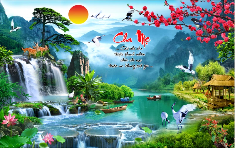 Tranh Dán Tường 3D Sơn Thủy Tiến Phát Sttp35