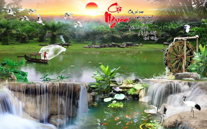 Tranh Dán Tường 3D Sơn Thủy Tiến Phát Sttp11