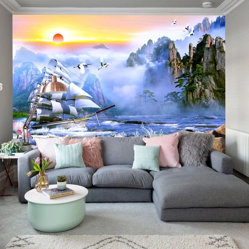 Tranh Dán Tường 3D Quang Cảnh Núi Rừng Đẹp Tiến Phát Nrtp03