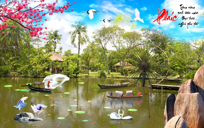 Tranh Dán Tường 3D Sơn Thủy Tiến Phát Sttp20