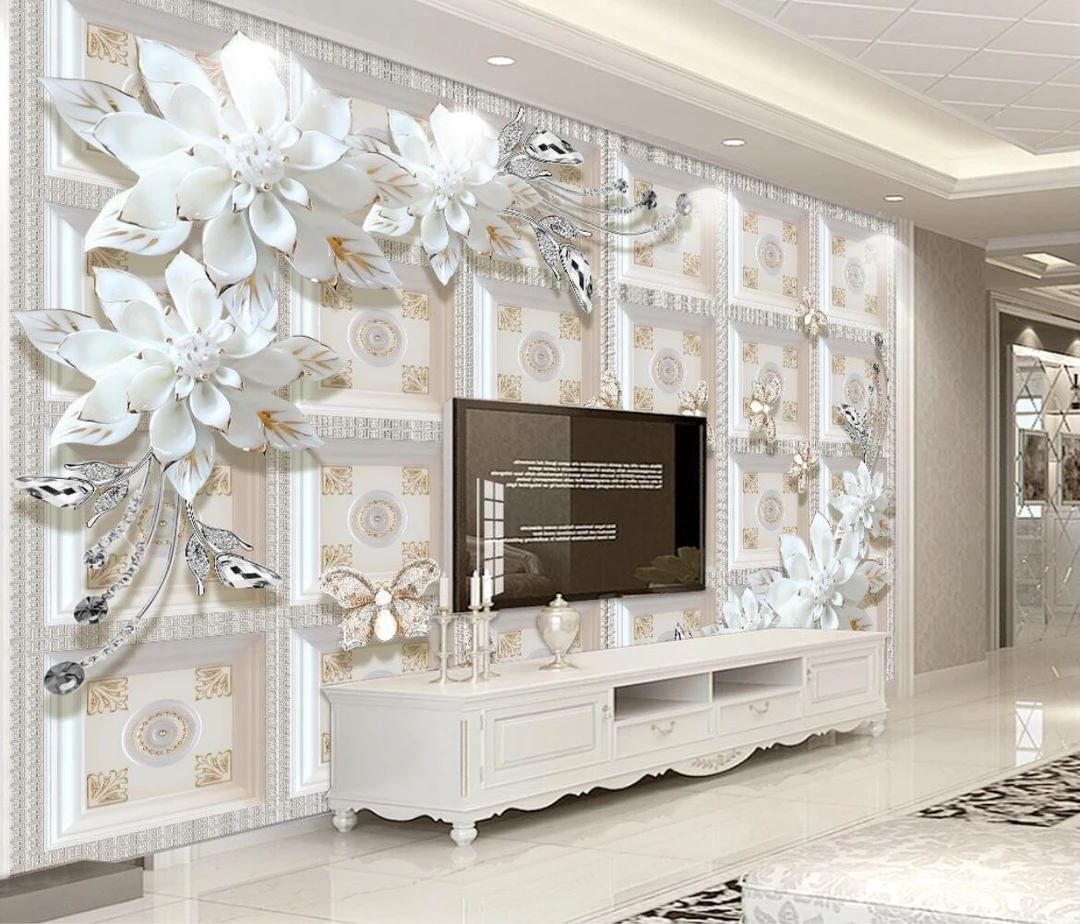 Tranh Dán Tường Hoa Giả Ngọc Màu Tím Gnmt06
