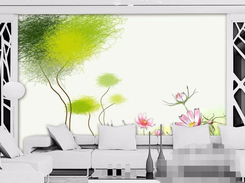 Tranh Dán Tường Hoa Lá Màu Xanh Đẹp Hlmx03