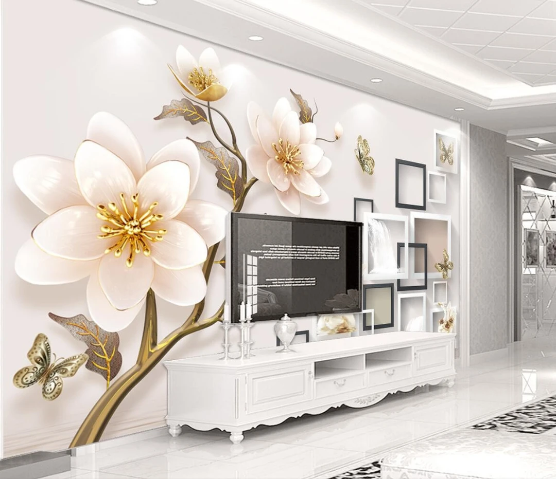 Tranh Dán Tường Hoa Giả Ngọc Màu Tím Gnmt09