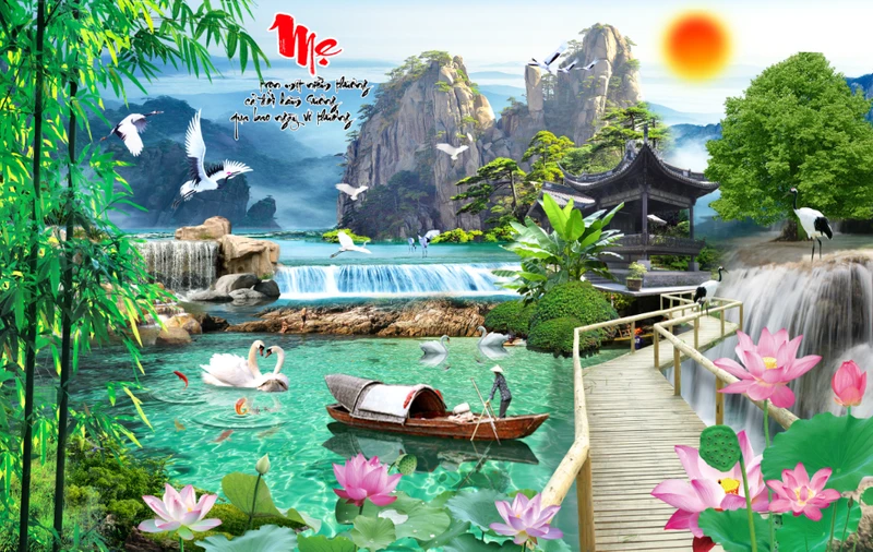 Tranh Dán Tường 3D Sơn Thủy Tiến Phát Sttp45