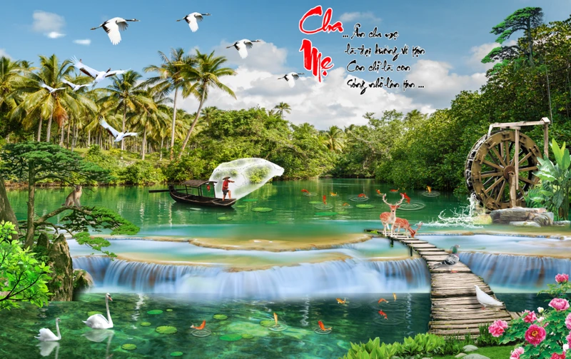 Tranh Dán Tường 3D Sơn Thủy Tiến Phát Sttp10