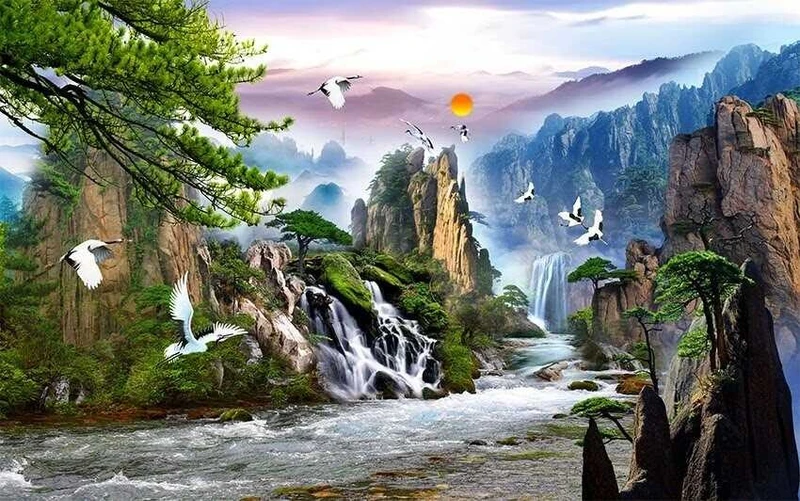 Tranh Dán Tường Sơn Thủy ST09