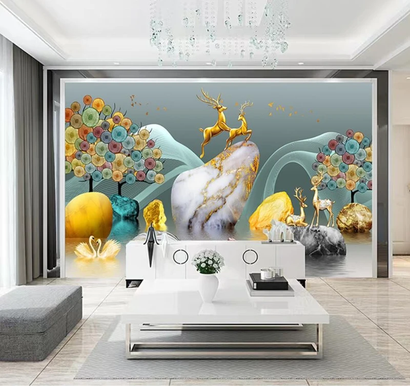 Tranh Dán Tường 3D Nai Nghệ Thuật Đẹp Nntd01