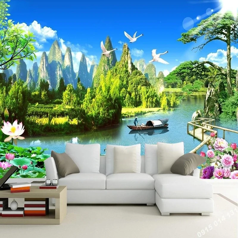 Tranh Dán Tường 3D Quang Cảnh Núi Rừng Đẹp Tiến Phát Nrtp05