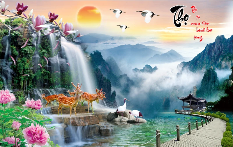 Tranh Dán Tường 3D Sơn Thủy Tiến Phát Sttp43