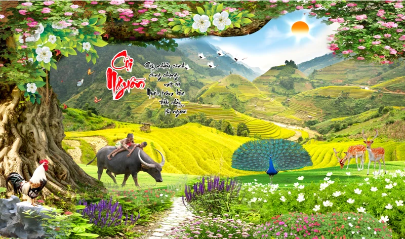 Tranh Dán Tường 3D Sơn Thủy Tiến Phát Sttp14