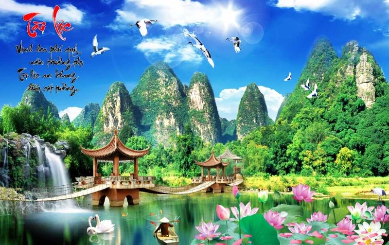 Tranh Dán Tường Sơn Thủy ST22