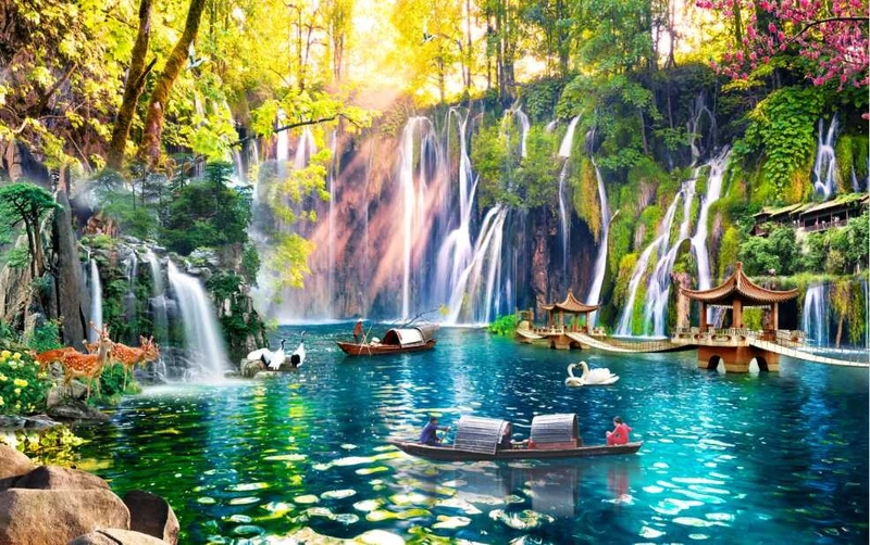 Tranh Dán Tường Sơn Thủy ST25