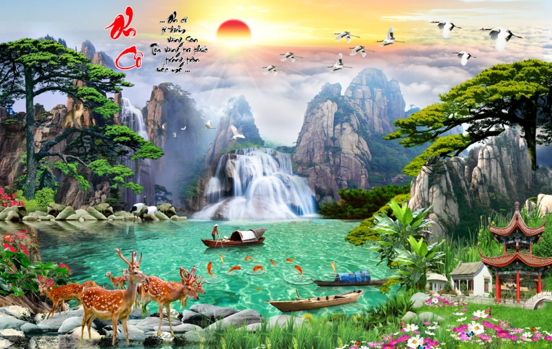 Tranh Dán Tường 3D Sơn Thủy Tiến Phát Sttp31